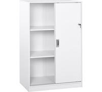 HOMCOM Armario de Oficina Práctico con 2 Puertas Correderas Llaves y 3 Estantes para Despacho Estudio 80x40x120 cm Blanco