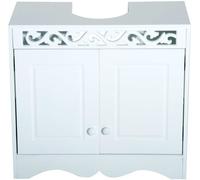 HOMCOM Armario de Baño Tipo Mueble Bajo para Lavabo con 2 Puertas y Estantes 60x30x56cm Diseño Moderno de Madera Blanca