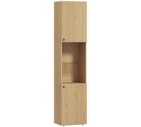 HOMCOM Armario de Baño Alto de 6 Niveles con 2 Puertas Estante de Vidrio Templado Estantes Ajustables 40x31x182 cm Roble