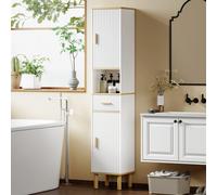 HOMCOM Armario de Baño Alto Estrecho con Patas 31,5x29,7x171,5 cm Blanco
