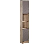 HOMCOM Armario de Baño Alto para Espacios Pequeños 30x24x170 cm Roble Gris