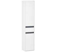 HOMCOM Armario de baño Columna contemporáneo Blanco | 2 armarios, 3 estantes, cajón deslizante, tablero de partículas
