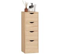 HOMCOM Armario de Baño con 4 Cajones, Cajonera con Tiradores Tallados Estilo Nórdico, 29x29x83 cm, Madera Natural