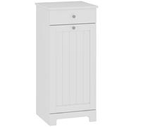 Homcom armario de baño con cesto ropa sucia abatible, mueble ropa sucia con bolsa de tela plegable y cajón, ideal para lavandería, blanco, 40x38x90 cm