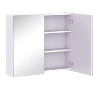 HOMCOM Armario de Baño con Espejo Alto 70 x 15 x 60 cm Blanco | Bisagras de cierre suave, Almacenamiento de pared de 3 niveles, Estante ajustable, Armario de doble puerta