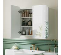 HOMCOM Armario de Baño con Espejo Armario de Pared 68x13x66 cm Blanco
