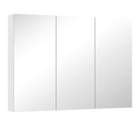HOMCOM Armario de Baño con Espejo Armario de Pared con 3 Puertas Estantes Ajustables 91,5x11,5x65 cm Blanco
