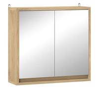 HOMCOM Armario de Baño con Espejo con 2 Puertas y Estante Ajustable Mueble Colgante de Baño para Aseo Estilo Moderno 48x14,5x45 cm Madera Natural
