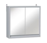 HOMCOM Armario de Baño con Espejo de Pared con Estante Ajustable de 3 Niveles 2 Puertas Almacenamiento para Cocina 48x14,5x45 cm Gris Aosom España
