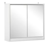 HOMCOM Armario de Baño con Espejo con 2 Puertas y Estante Ajustable Mueble Colgante de Baño para Aseo Estilo Moderno 48x14,5x45 cm Blanco