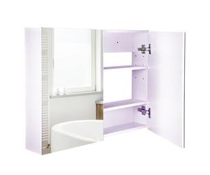 HOMCOM Armario de Baño con Espejo Estilo Moderno Armario de 2 Puertas con 3 Estantes Interiores para Salón Dormitorio 80x15x60 cm Blanco