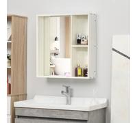 HOMCOM Armario de Baño con Espejo Mueble para Baño 63x15x65 cm Blanco | con Estantes, Estilo Moderno