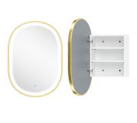 HOMCOM Armario de Baño con Espejo y Luces LED de 3 Colores Armario de Pared Ovalado con Función Memoria y Antivaho Dorado Aosom España