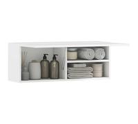 HOMCOM Armario de baño con Puerta Plegable Gas 80x25x30cm Blanco | Armario de pared, armario de baño, estante
