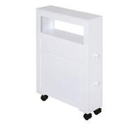 HOMCOM Mueble de Baño 2 Cajones Ahorra Espacio con 4 Ruedas 16x52x71.5 cm Blanco Aosom España