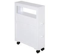 HOMCOM Armario de Baño con Ruedas Mueble Estrecho 16x52x71,5 cm Blanco