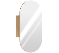 HOMCOM Armario de baño de pared con espejo ovalado 45x90 cm moderno sin marco madera natural