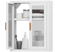 HOMCOM Armario de Baño de Pared Moderno con Puertas de Acrílico Blanco | Mueble de Baño Colgante, Estante Ajustable, Cierres Magnéticos, Armario de Almacenamiento, Lavadero, sobre Inodoro
