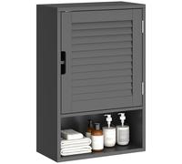 HOMCOM Armario de baño de pared, mueble colgante con estante ajustable y puerta con cierre amortiguado, mueble multiusos para baño y pasillo, 40 x 20 x 60 cm, negro