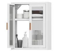 HOMCOM Armario de Baño de Pared, Mueble de Baño Colgante Moderno con Puertas de Acrílico, Estante Ajustable, Cierres Magnéticos, Armario de Almacenamiento para Lavadero, sobre el Inodoro, Blanco