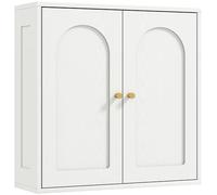 HOMCOM Armario de Baño de Pared Mueble de Baño Colgar con Estantes 2 Puertas con Diseño de Arco Tiradores Dorados 60x20x60 cm Blanco