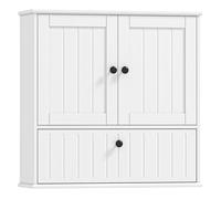 HOMCOM Armario de Baño de Pared, Mueble de Baño Colgar Rústico con Estante Ajustable, Doble Puerta, Puerta Abatible y Cierre Magnético, para Cocina, Lavadero, sobre el Inodoro, Blanco