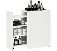 HOMCOM Armario de Baño Estrecho con Cajón Deslizante y Ruedas Mueble Auxiliar de Baño con 3 Compartimentos para Espacios Reducidos 47x30x66,5 cm Blanco