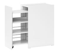 Homcom armario de baño estrecho con cajón deslizante y ruedas mueble de baño con 3 compartimentos mueble auxiliar para espacios pequeños 47x30x66,5 cm blanco