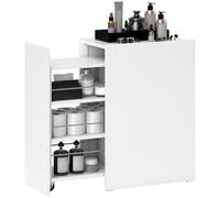 HOMCOM Armario de Baño Estrecho con Ruedas y Cajón Deslizante Mueble Auxiliar con 3 Compartimentos Mueble de Baño para Espacios Pequeños 47x30x66,5 cm Blanco