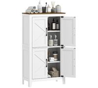 HOMCOM Armario de Baño Estrecho Puertas Tipo Granero 60x30x110 cm Blanco | Mueble Auxiliar de Baño, 4 Estantes, Estantes Ajustables, Ahorro Espacio