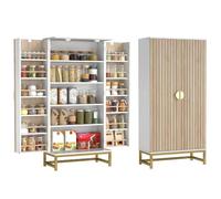 HOMCOM Armario de Cocina, 2 Puertas con 12 Estantes, 58x29x119,5 cm | Armario Despensa Cocina, Alacena Moderna, 5 Estantes Ajustables, Base de Acero, Blanco, para Comedor, Salón