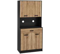 HOMCOM Armario de cocina 4 puertas 1 cajón 80 x 40 x 180 cm, color negro natural