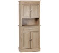 HOMCOM Armario de Cocina Alacena Moderno con 4 Puertas 1 Cajón Estante Abierto Mueble Auxiliar para Microondas 74x395x183 cm Roble Aosom España