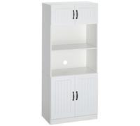 HOMCOM Armario de Cocina Aparador Estilo Rústico 2 Armarios 2 Estantes 70x40x170 cm Blanco + Negro Aosom España