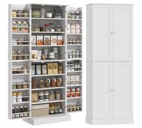 HOMCOM Armario de Cocina aparador, Mueble de Almacenamiento, Estilo Moderno, con armarios, Estante Ajustable y Soporte para Especias para Comedor, Sala de Estar, 60 x 35 x 166 cm, Color Blanco