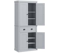 HOMCOM Armario de cocina aparador multi-almacenaje estantes regulables 4 puertas gran cajón 76,2 x 40,2 x 183 cm gris Aosom España