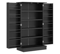 Homcom armario de cocina armario despensa cocina con 2 puertas y 16 estantes alacena moderna con estantes ajustables para comedor salón 60x30x104 cm negro