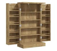 Homcom armario de cocina, armario despensa cocina, con 2 puertas, 16 estantes, alacena moderna, con estantes ajustables, para comedor, salón, 60x30x104 cm, natural