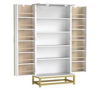 HOMCOM Armario de Cocina, Armario Despensa Cocina, con 2 Puertas con 12 Estantes, Alacena Moderna, con 5 Estantes Ajustables, Base de Acero, para Comedor, Salón, 58x29x119,5 cm, Blanco