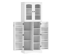 Homcom armario de cocina, armario despensa cocina, con puertas acrílicas de cierre suave, 10 estantes, 8 compartimentos, alacena moderna con 4 estantes ajustables para comedor, 60x40x162 cm, blanco
