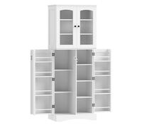 Homcom armario de cocina, armario despensa cocina, con puertas acrílicas de cierre suave, 10 estantes, 8 compartimentos, alacena moderna con 4 estantes ajustables para comedor, 60x40x162 cm, blanco 40