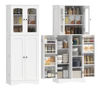HOMCOM Armario de Cocina, Armario Despensa Cocina, con Puertas Acrílicas de Cierre Suave, 10 Estantes, 8 Compartimentos, Alacena Moderna con 4 Estantes Ajustables para Comedor, 60x40x162 cm, Blanco