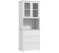 HOMCOM Armario de cocina Buffet Mueble de Almacenamiento armario 2 puertas 3 cajones y nicho central 68x38x172 cm MDF Blanco Aosom España