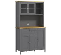 HOMCOM Armario de Cocina Buffet Mueble de Cocina de Estilo Moderno con 3 armarios, cajón, nichos, gestión de Cables, estantes Ajustables y Puertas de Cristal, 100 x 40 x 180 cm, Gris