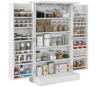 HOMCOM Armario de Cocina con 2 Puertas 16 Estantes 60x30x104 cm Blanco | Armario Despensa Cocina, Alacena Moderna, Estantes Ajustables, para Comedor, Salón