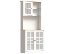 HOMCOM Armario de Cocina con Estantes y Puertas de Vidrio Ideal para Pequeños Electrodomésticos 80x37x183cm Blanco Aosom España