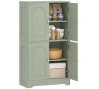 HOMCOM Armario de cocina de 110 cm, armario de almacenamiento independiente con 4 puertas arqueadas y 2 estantes ajustables, moderno armario de despensa para comedor, color verde