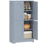 HOMCOM Armario de cocina de 110 cm, armario de almacenamiento independiente con 4 puertas arqueadas y 2 estantes ajustables, moderno armario de despensa para comedor, color gris