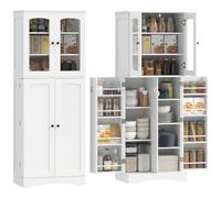 HOMCOM Armario de Cocina Despensa Cocina 10 Estantes 60x40x162 cm Blanco | Puertas Acrílicas Cierre Suave, 8 Compartimentos, 4 Estantes Ajustables, Alacena Modern para Comedor