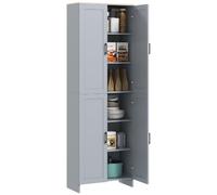 HOMCOM Armario de Cocina Independiente 170cm Gris | 4 puertas, estantes ajustables, despensa moderna de cocina, para comedor.